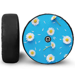 White Daisy Flower Print Tire Cover With Camera Hole