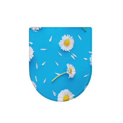 White Daisy Flower Print Toilet Lid Cover