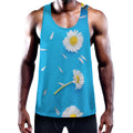 White Daisy Flower Print Men's Workout Tank Top