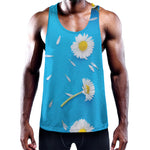 White Daisy Flower Print Training Tank Top