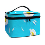 White Daisy Flower Print Travel Makeup Bag