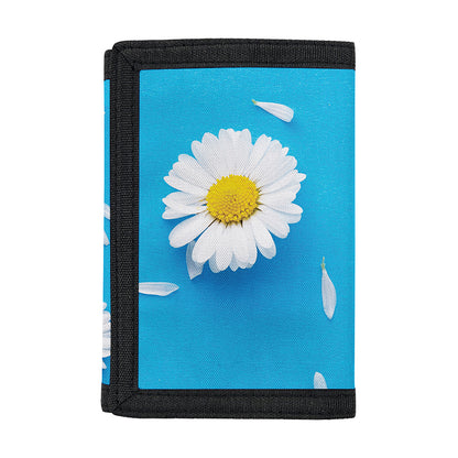 White Daisy Flower Print Trifold Wallet