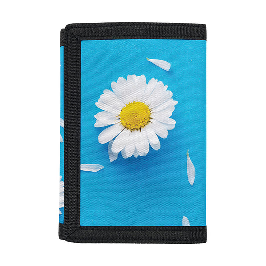 White Daisy Flower Print Trifold Wallet