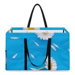White Daisy Flower Print Utility Tote Bag