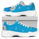 White Daisy Flower Print White Chunky Shoes