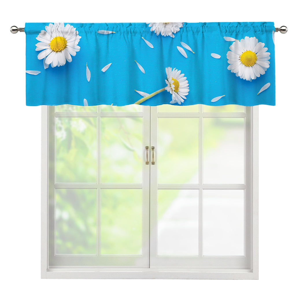 White Daisy Flower Print Window Valance