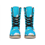 White Daisy Flower Print Winter Boots