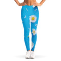 White Daisy Flower Print Women's Leggings
