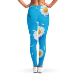 White Daisy Flower Print Women's Leggings