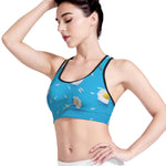 White Daisy Flower Print Women's Sports Bra
