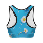 White Daisy Flower Print Women's Sports Bra