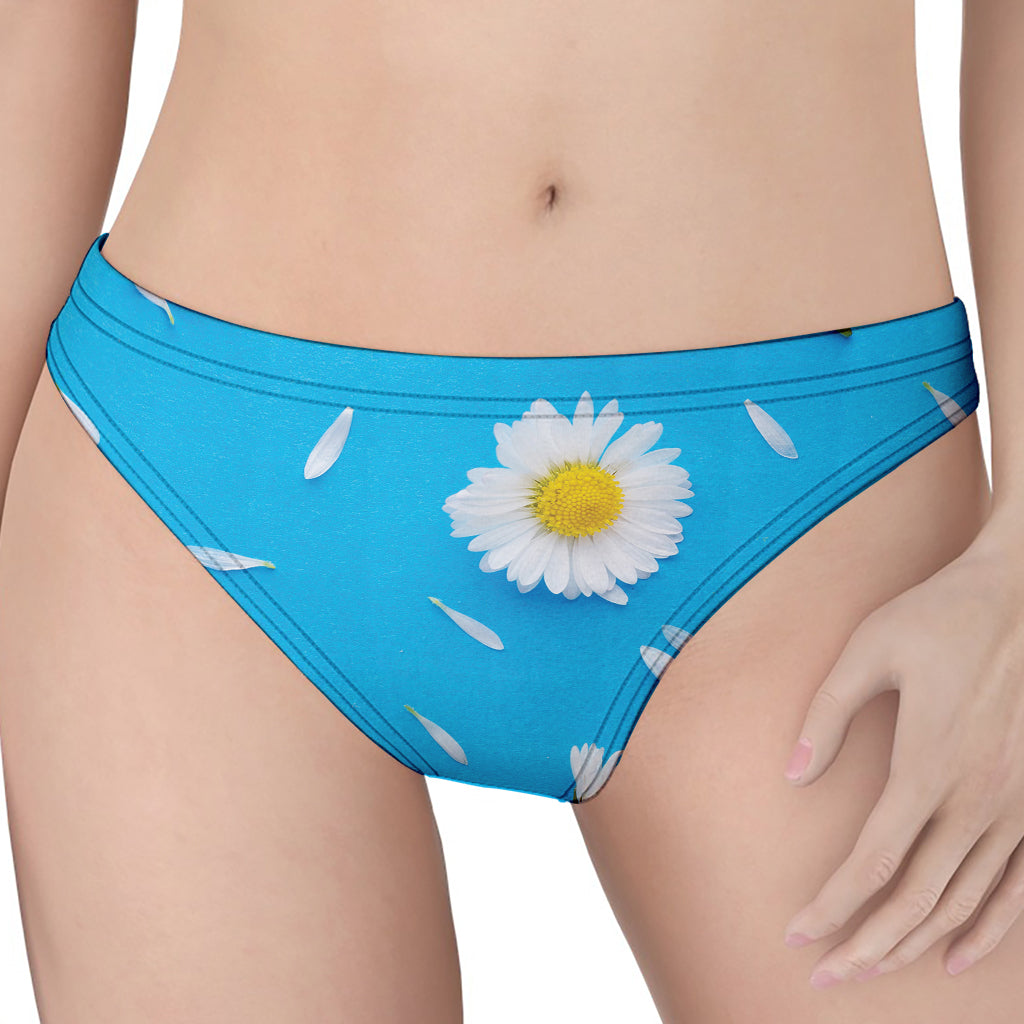 White Daisy Flower Print Women's Thong