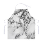 White Dark Grey Marble Print Adjustable Apron