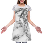 White Dark Grey Marble Print Adjustable Apron