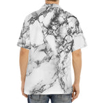 White Dark Grey Marble Print Aloha Shirt