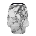 White Dark Grey Marble Print Baby Seat Cover