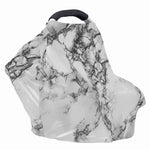 White Dark Grey Marble Print Baby Seat Cover