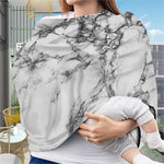 White Dark Grey Marble Print Baby Seat Cover
