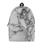 White Dark Grey Marble Print Backpack