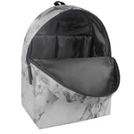 White Dark Grey Marble Print Backpack