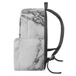 White Dark Grey Marble Print Backpack