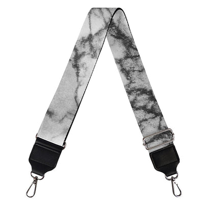 White Dark Grey Marble Print Bag Strap