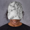 White Dark Grey Marble Print Baseball Cap