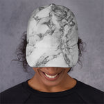 White Dark Grey Marble Print Baseball Cap