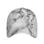 White Dark Grey Marble Print Baseball Cap