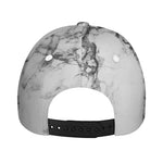 White Dark Grey Marble Print Baseball Cap