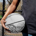 White Dark Grey Marble Print Basketball