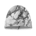 White Dark Grey Marble Print Beanie