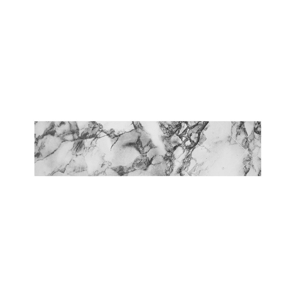 White Dark Grey Marble Print Bed Runner