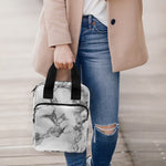 White Dark Grey Marble Print Bible Tote Bag