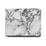 White Dark Grey Marble Print Bifold Wallet