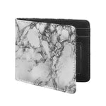 White Dark Grey Marble Print Bifold Wallet