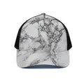 White Dark Grey Marble Print Black Mesh Trucker Hat
