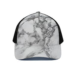 White Dark Grey Marble Print Black Mesh Trucker Cap