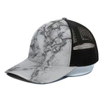 White Dark Grey Marble Print Black Mesh Trucker Cap
