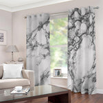White Dark Grey Marble Print Blackout Grommet Curtains