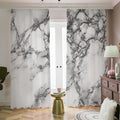 White Dark Grey Marble Print Dimout Pencil Pleat Curtains