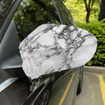White Dark Grey Marble Print Car Side Mirror Covers