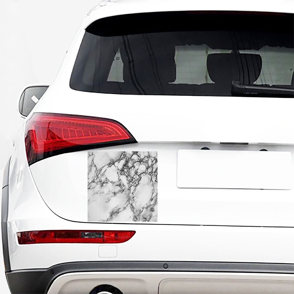 White Dark Grey Marble Print Car Sticker