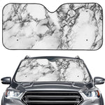 White Dark Grey Marble Print Car Windshield Sun Shade