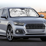 White Dark Grey Marble Print Car Windshield Sun Shade