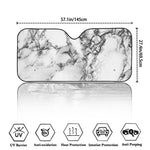 White Dark Grey Marble Print Car Windshield Sun Shade