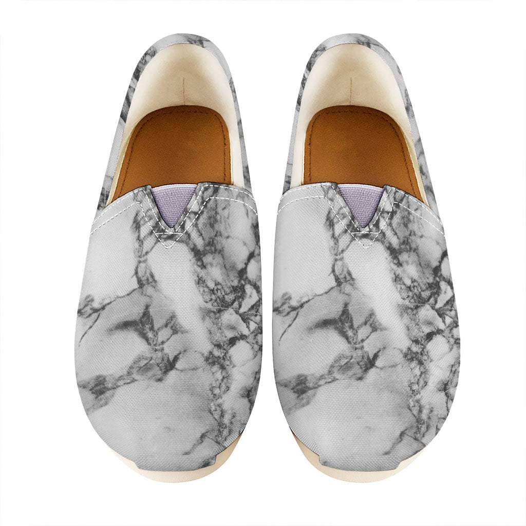 White Dark Grey Marble Print Casual Shoes