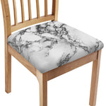 White Dark Grey Marble Print Chair Cushion Cover
