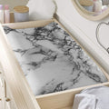 White Dark Grey Marble Print Changing Pad Cover