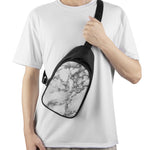White Dark Grey Marble Print Chest Bag